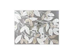 Decoração de Parede em Mdf com Vidro, Folhas e Pássaros, 90x4x70cm ALEXANDRA HOUSE LIVING