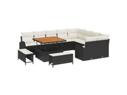 Conjunto 12 Sofá De Jardim Vidaxl Preto Vime Pe (288.5 X 234 X 85 Cm)