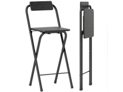 Conjunto de 2 Banquetas Dobráveis com Encosto e Apoio para os Pés, Estrutura de Aço, 87 Cm de Altura, Pretas CHEZMOI
