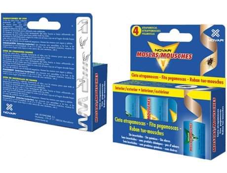 KIT 4 FITAS ATRAPAMOSCAS PARA USO INTERIOR E EXTERIOR