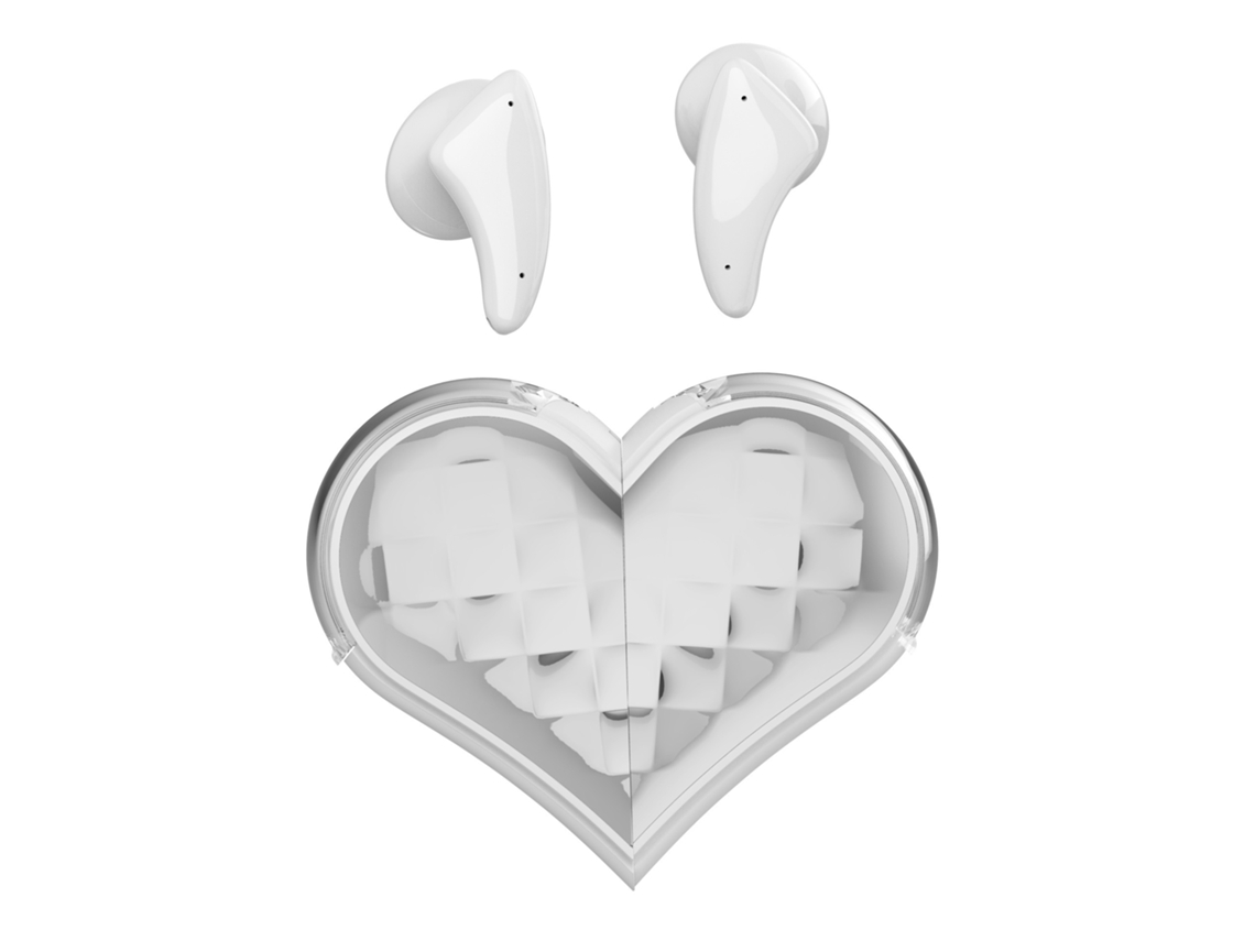 Fones De Ouvido Bluetooth 5.4 (brancos), Com Formato De Coração E Microfone Hd.