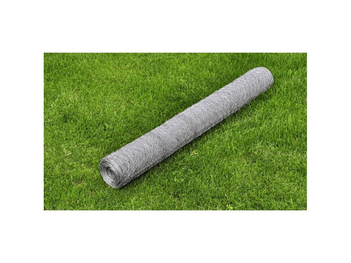 Vidaxl Rede De Arame P/ Galinheiro 25x0,5 M Aço Galvanizado Prateado