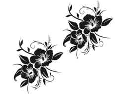 Adesivos refletivos para carros em PVC preto com flores, conjunto de 2 unidades, fáceis de aplicar.