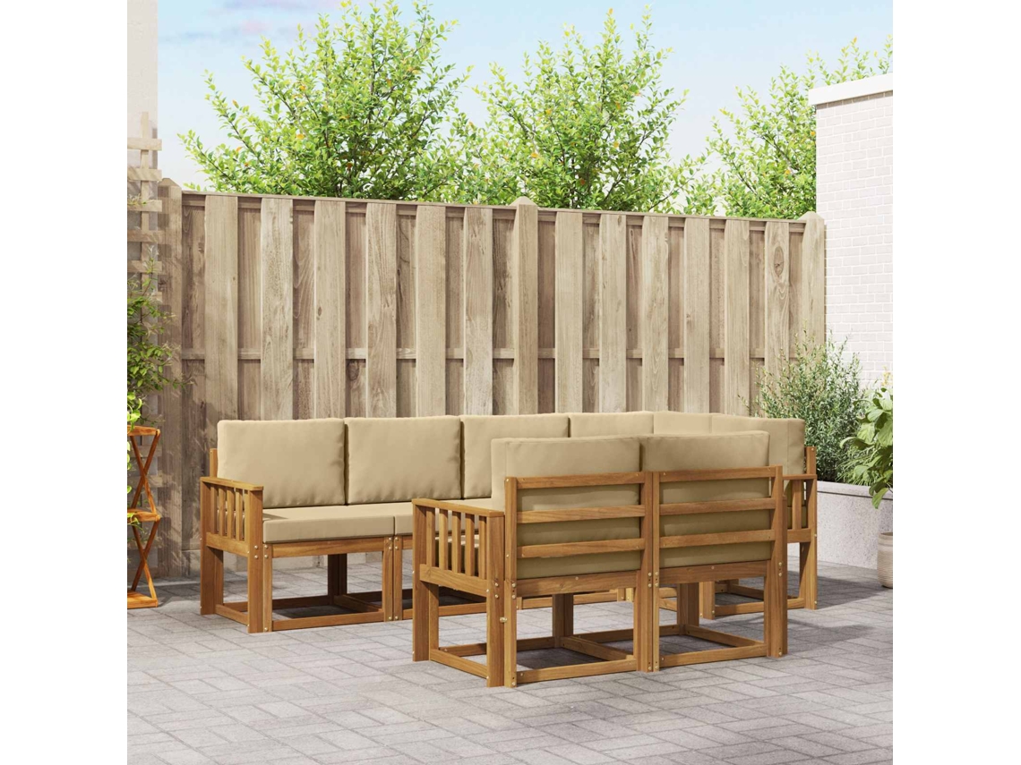 Vidaxl Conjunto De Sofás Para Exterior 7 Pcs Natural E Bege