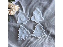 Molde de Silicone para Sino de Árvore de Natal com Pingente de Alce Molde de Resina Epóxi de Cristal