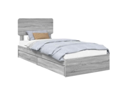 Cama com Armazenamento Cinza Sonoma 75x190 cm MAISON EXCLUSIVE