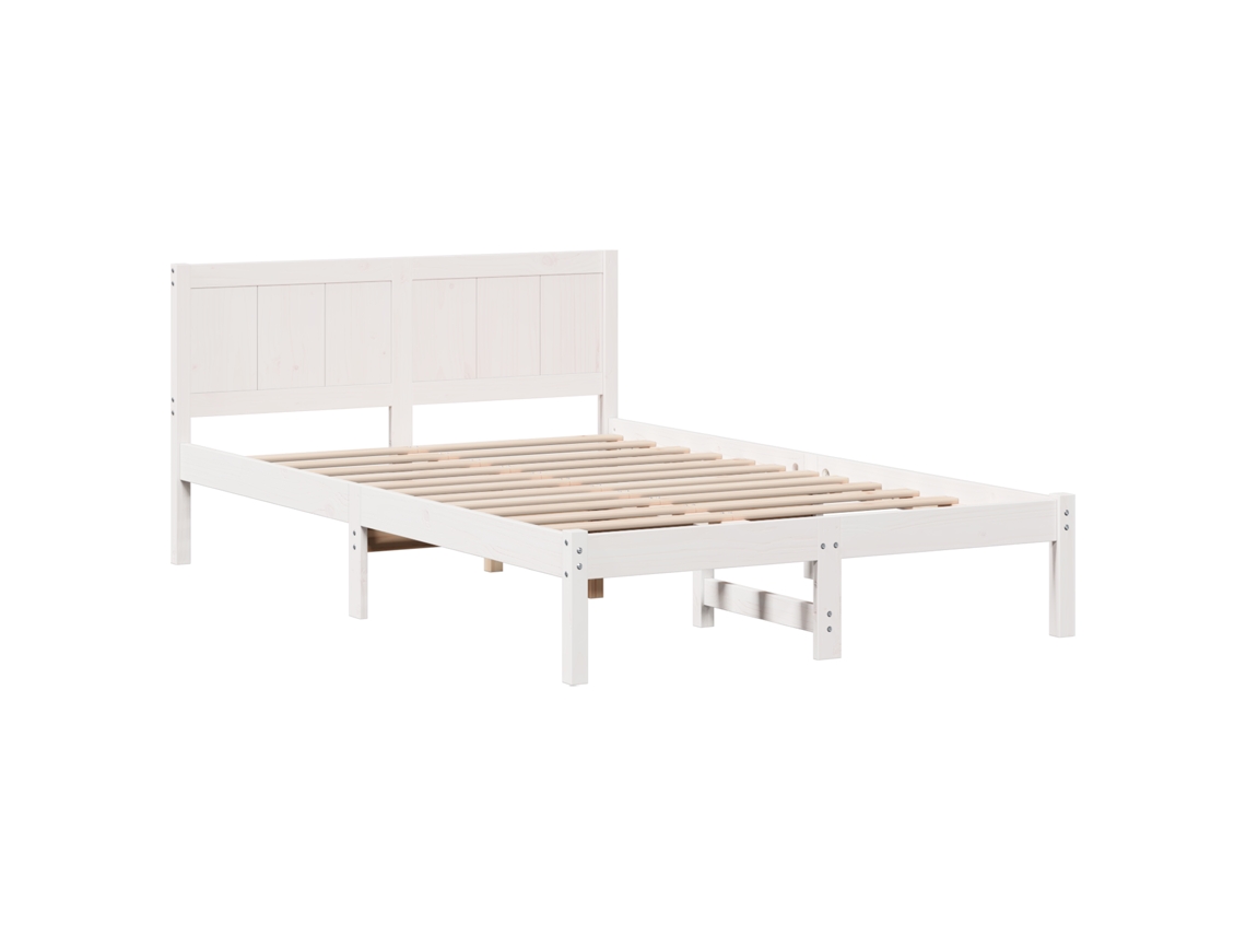 Conjunto 1 Estrutura Da Cama Vidaxl Branco Madeira De Pinho Maciça (120 X 190 Cm)