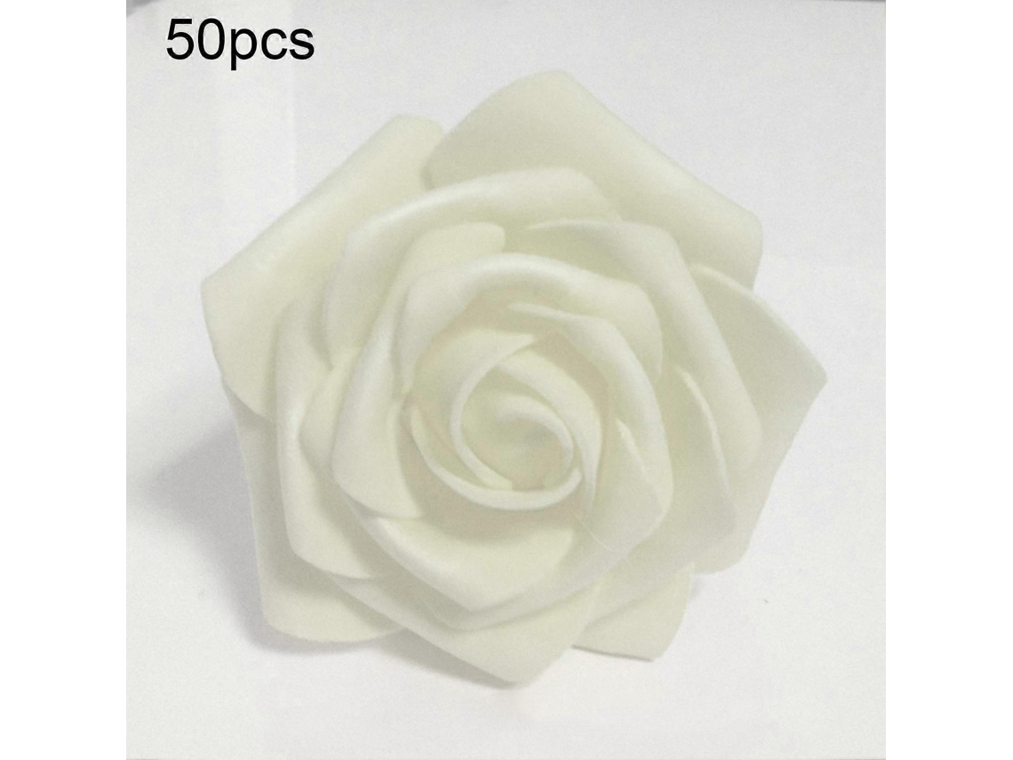 50 Rosas Artificiais de Espuma para Casamento, Buquê de Noiva Faça Você Mesmo, Decoração de Festa, Cor Bege BRILVIBERA