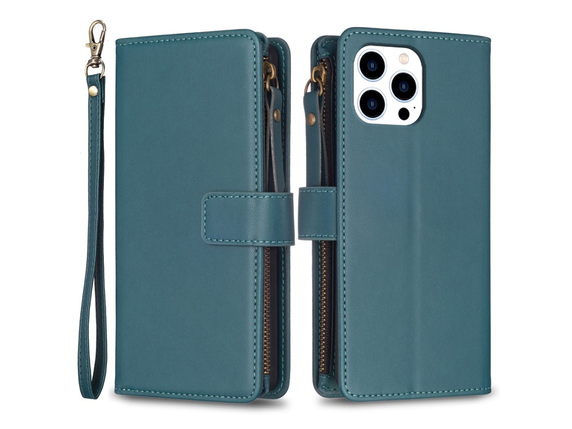 Capa Para Iphone 15 Pro Pele Sintética Verde