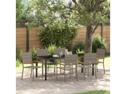 Vidaxl Conjunto De Jantar Para Jardim 7 Pcs Cinzeto Vime Pe