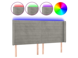 Led Headboard, Led Headboards Vidaxl Cinzeto Veludo (163 X 16 X 118/128 Cm)