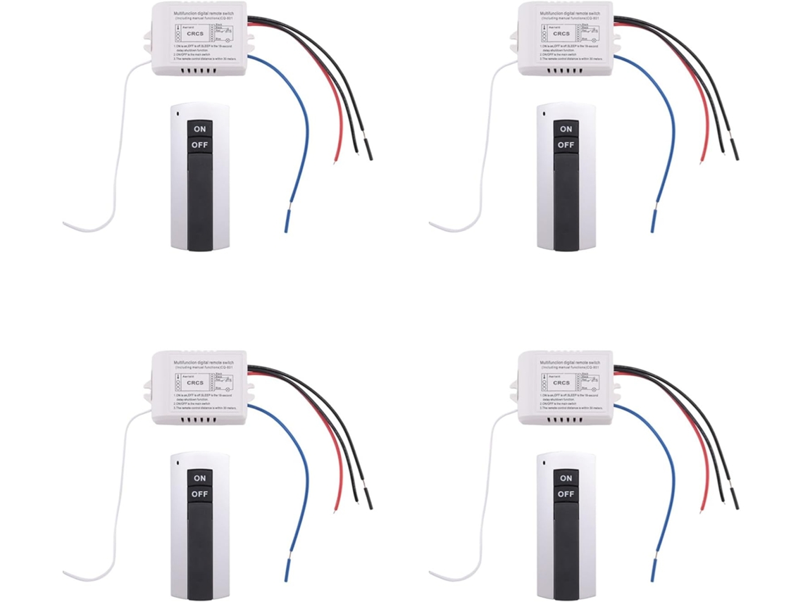 Controle Remoto Para Lâmpada Com 4 Canais, Transmissor Digital, 220v, Liga Desliga, 1 Receptor De Relé Sem Fio E