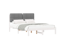 Estrutura de Cama com Cabeceira Estofada em Cinzento Claro MAISON EXCLUSIVE