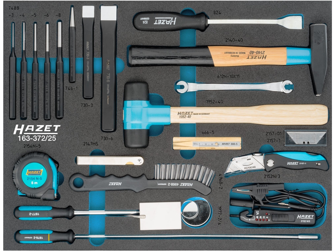 HAZET 163-372/25 Conjunto Universal: Perfil Hexágono Externo 519 Mm X 392 Mm Número de Ferramentas: 25