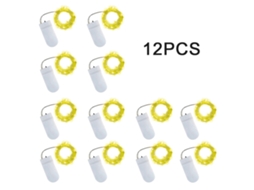 Luzes Led em Cordo 2m 20led Pacote 12 Ip65 Resistente À Água Branco Quente para Decoração de Festa Jardim Casa | S/MARCA