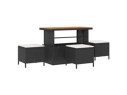 Conjunto 4 Conjunto De Jantar Para Jardim Vidaxl Preto Vime Pe