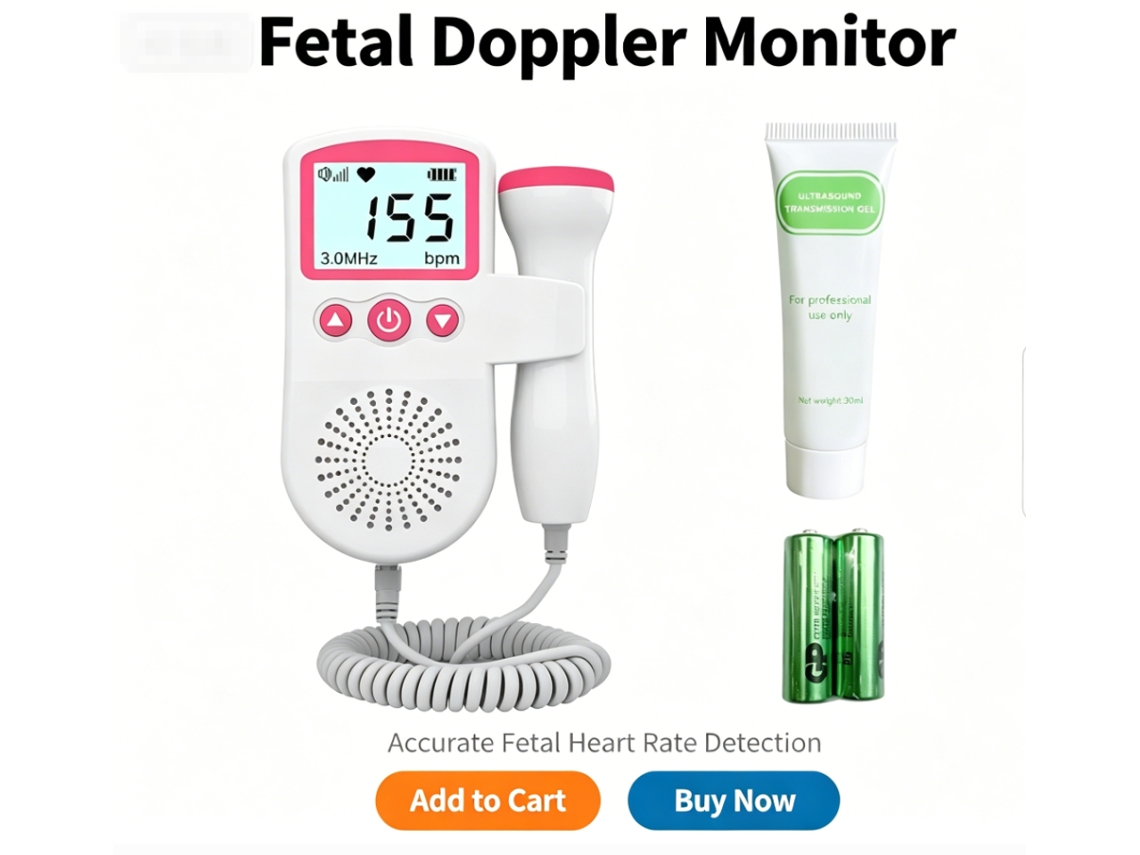 Doppler Fetal Portátil Para Casa Com Gel Incluído | Monitor De Batimentos Cardíacos Do Bebê 3.0mhz Para Grávidas