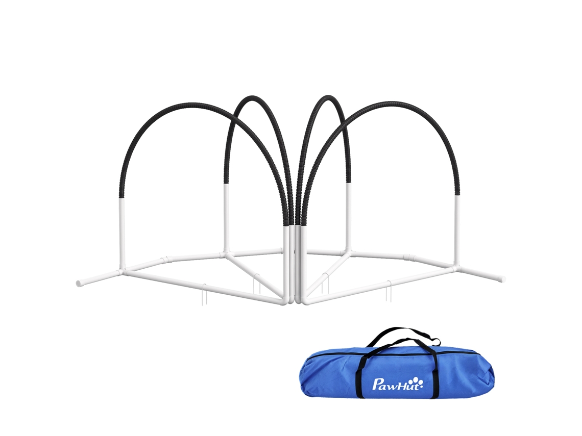 Conjunto de Agility para Cães com 4 Peças, Incluindo 4 Estacas e Bolsa de Transporte, 89x69x99 Cm, Preto e Branco E TOWN COMMERCE GMBH