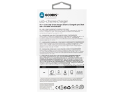 Kit Carregador Viagem + Cabo USB-C GOODIS 2 USB V-3.4A Type C