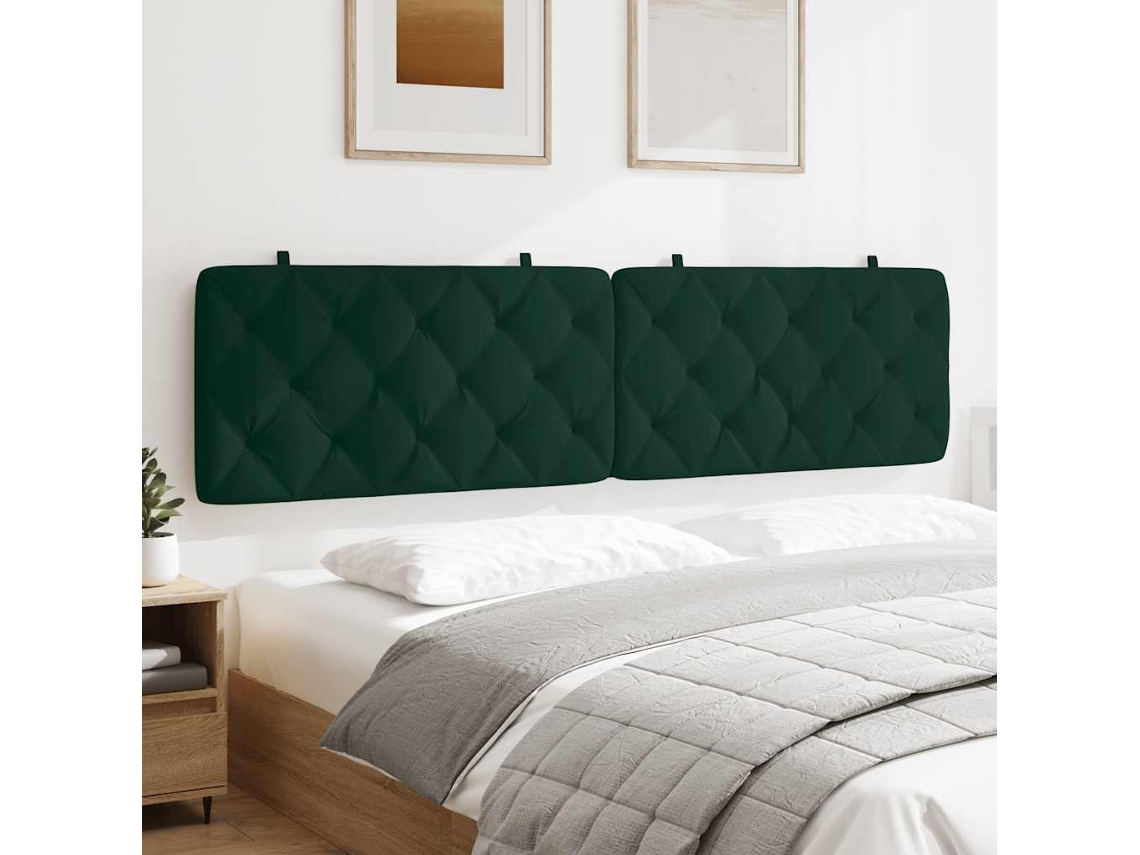 Vidaxl Almofadão De Cabeceira 200 Cm Veludo Verde-escuro