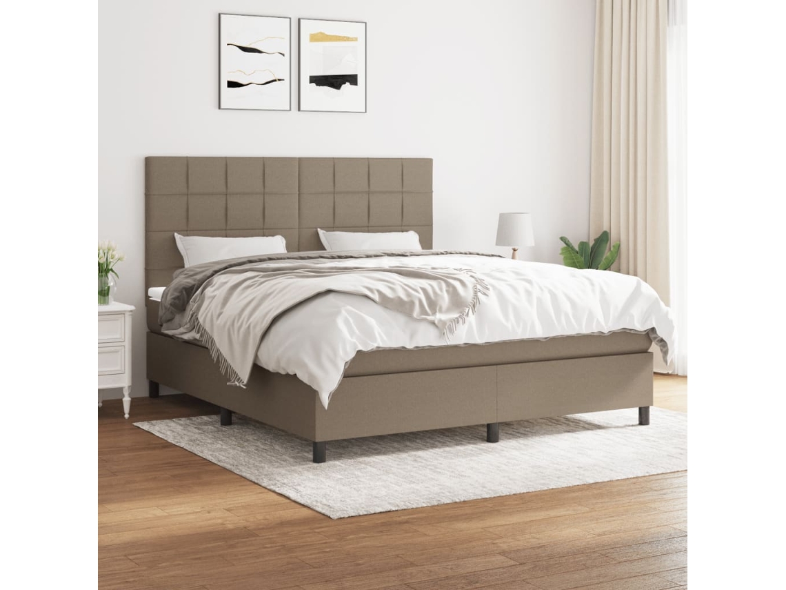 Vidaxl Cama com Molas/colchão 180x200 Cm Tecido Castanho acinzentado