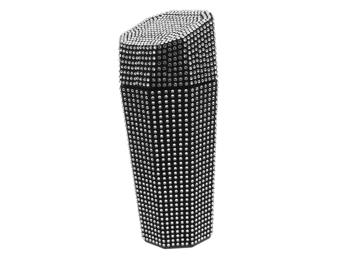 Carro Lixeira Em Abs Branco Com Strass Brilhantes, Design Exclusivo.