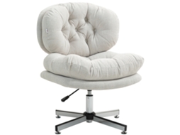 Cadeira De Escritório Sem Braços, Cadeira De Mesa Confortável Com Assento Acolchoado E Altura Ajustável, Branco Creme