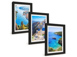 Composição De Quadros Paisagens Gregas, Santorini, Oia Espelharte (3 Peças 20x30 Cm)