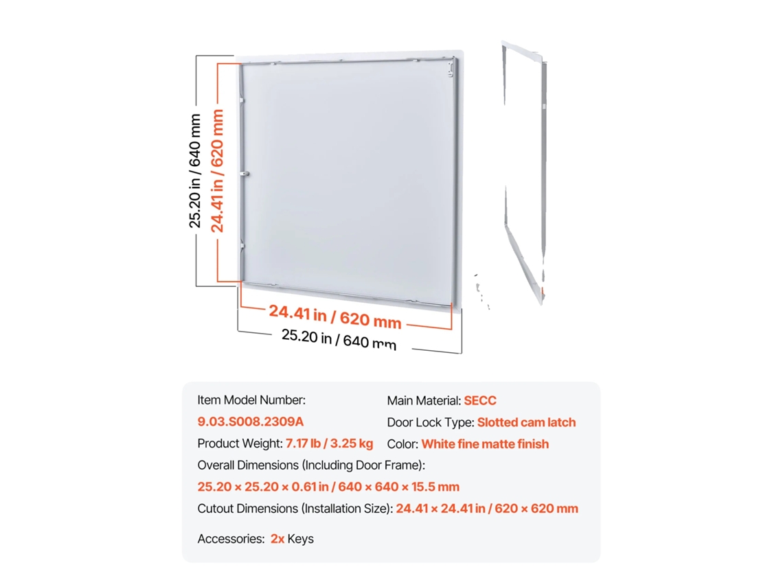 Painel De Acesso, Construção Em Aço Durável, Instalação Fácil, 24x24polegadas