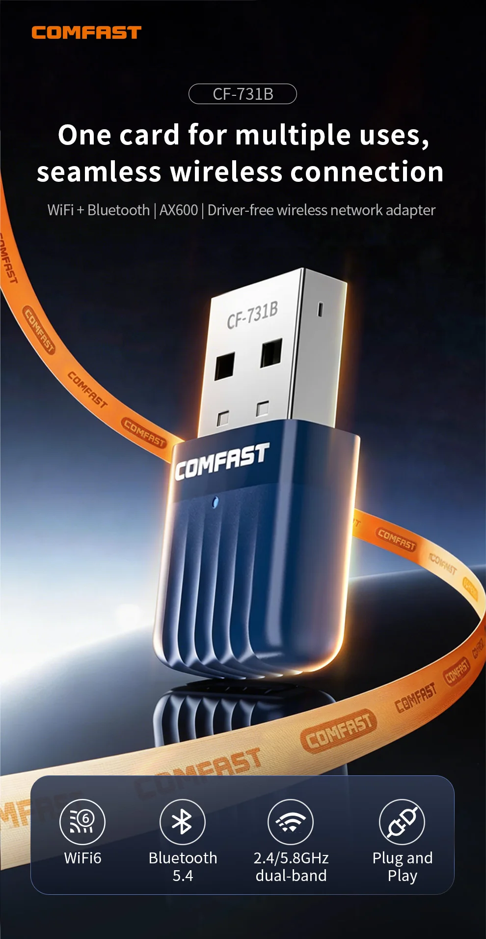 (roteador Ax3000 Mesh) Adaptador Wi-fi 6 Sem Fio Com Antena Bluetooth De Banda Dupla