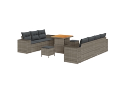Conjunto 10 Sofá De Jardim Vidaxl Cinzento Vime Pe (221 X 204 X 85 Cm)