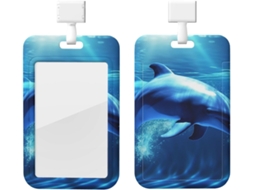 Suporte para garrafa de plástico impermeável com estampa Golfinho azul oceano, com cordão, modelo vertical retrátil, proteção de
