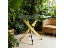 Mesa Vidro Cruz Quadrada Cromada 80x80x75cm VELTRIX