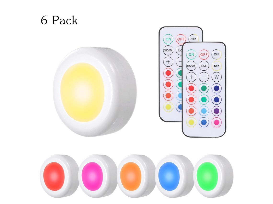 Tomshine luz led rgb para armário 6 pacotes com controle remoto ajustável brilho modos timer portátil S/MARCA