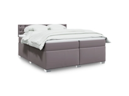 Vidaxl Cama com Molas/colchão 200x200 Cm Couro Artificial Cinzento