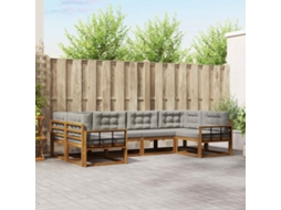 Vidaxl Conjunto De Sofás Para Exterior 6 Pcs Cinza Natural E Claro