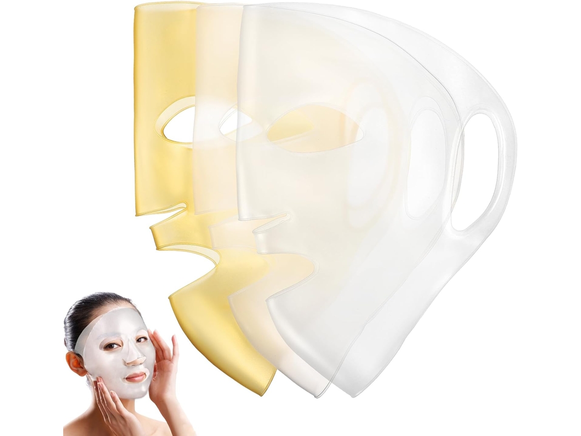 Conjunto de 3 máscaras faciais de silicone reutilizáveis com ganchos para orelha.