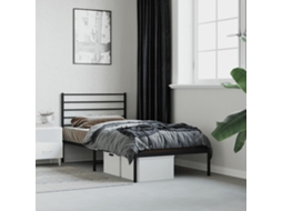 Estrutura De Cama Com Cabeceira 90x200 Cm Metal Preto