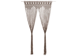 Vidaxl Cortina Em Macramé 140x240 Cm Algodão Cinzento-acastanhado