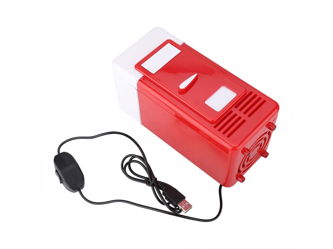 Refrigerador Mini Usb Para Bebidas Com Função De Resfriamento E Aquecimento Vermelho Branco