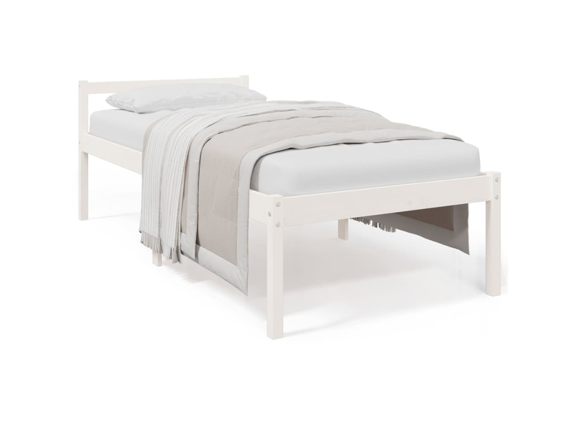 Cama de Solteiro para Idosos em Pinho Maciço Branco MAISON EXCLUSIVE (90x190 cm)