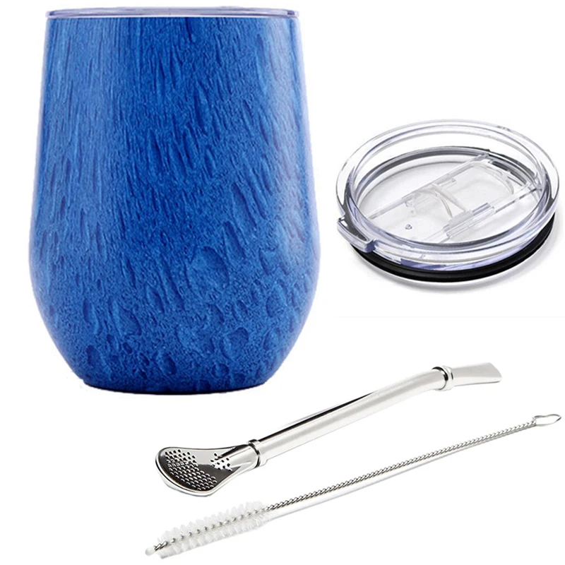 Caneca para Chá Mate, Caneca Térmica de Aço Inoxidável com Tampa Deslizante e Canudo, 355 Ml . MDUG (12 Oz)