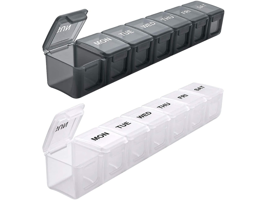 Conjunto Com 2 Organizadores Semanais De Comprimidos Tamanho Grande. Ideal Para Transportar Seus Medicamentos Diários E Semanais. Brilvibera