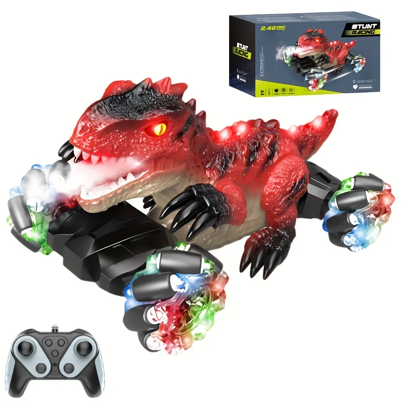 Carro de Dinossauro com Controle Remoto, Brinquedo de Corrida Acrobática, Controle Remoto 2.4g MDUG (vermelho)