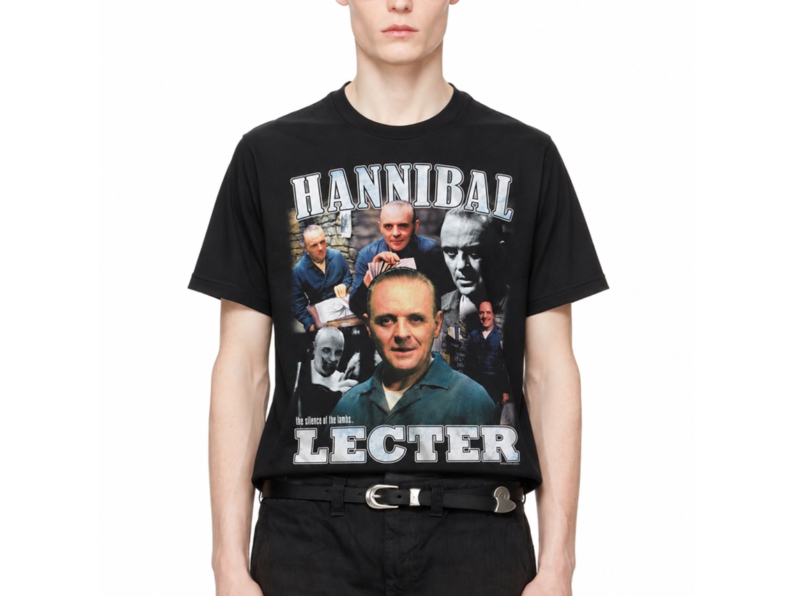 Rockinstone Silence Of The Lambs Movie Silence Hannibal Lecter Collage Black Adult T-shirt Size:m