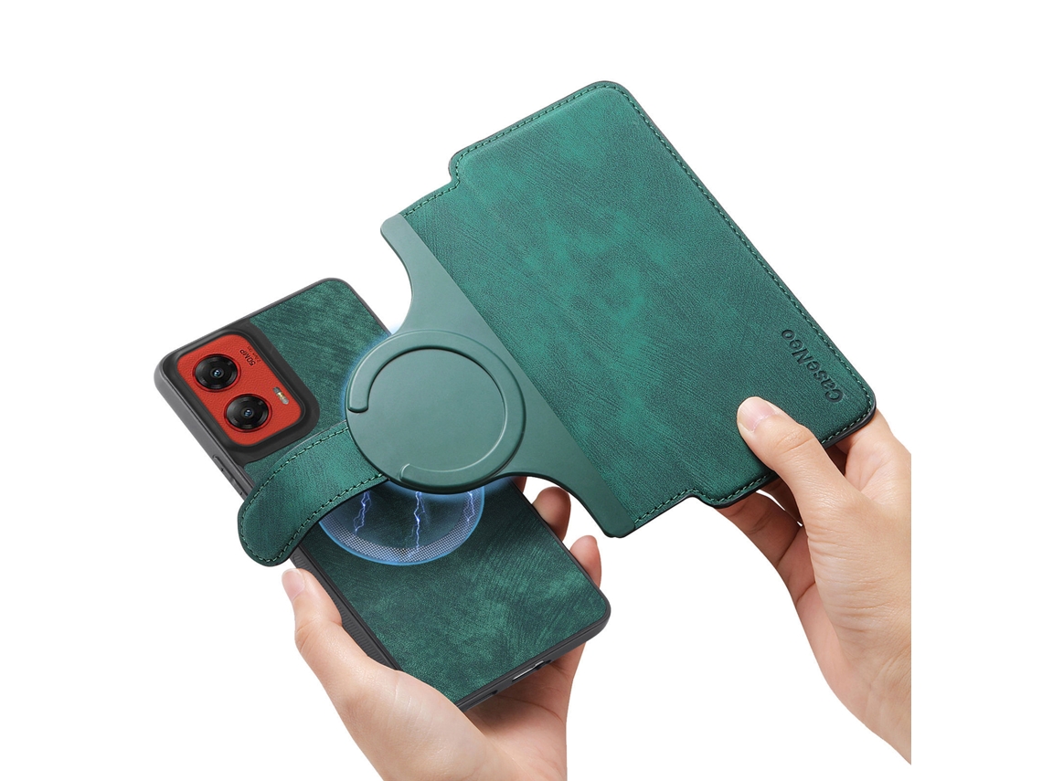 Capa Flip Para Moto G67/g77 - Com Design Magnético Destacável Verde Panoona