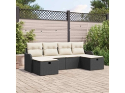 Vidaxl Conjunto De Sofá De Jardim 6 Pcs Preto Rattan Sintético