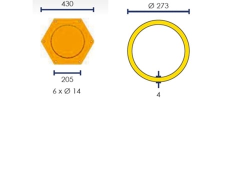 758136352 Poste De Protección Pot273nj Amarillo/negro 273x1200mm Metalworks