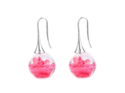 Brincos Liga Feminina Flor Luminosa Decoração Rosa Vermelha