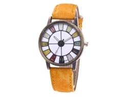 Relógio de pulso unissex Zhoulianfa, moderno e casual, com pulseira de jeans e movimento de quartzo (amarelo)